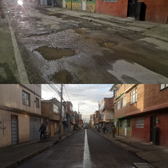 ¡Con tinto y pan! los vecinos del barrio Versalles, agradecieron la labor de los trabajadores de la Unidad de Mantenimiento Vial.